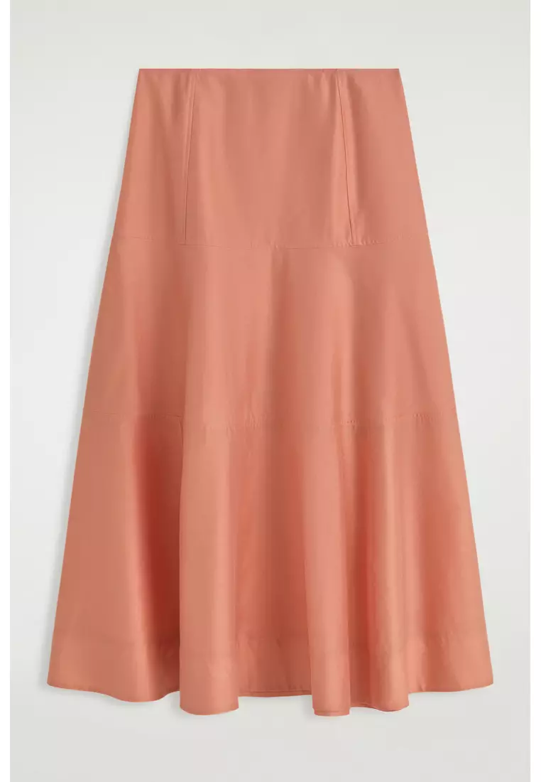 PANELLED A-LINE MIDI SKIRT