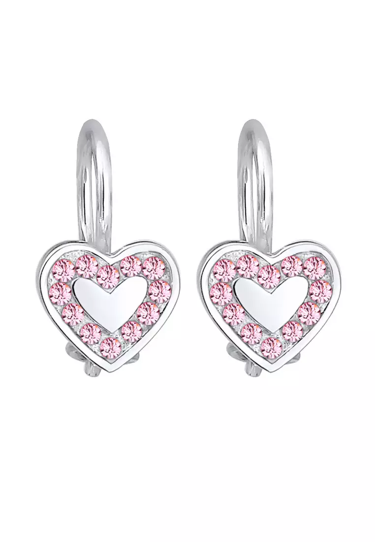 Anting Perhiasan Perak 925 Anak Heart Love Crystals