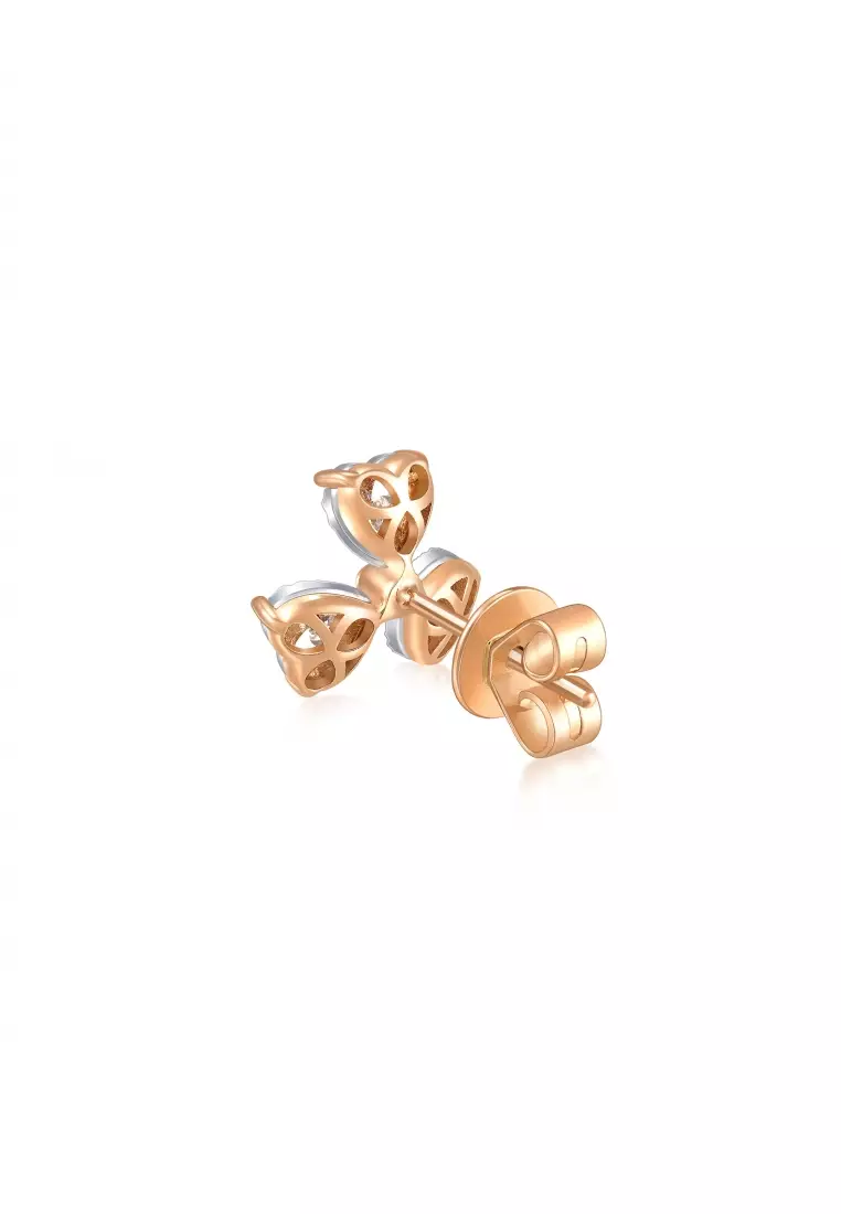 18K White & Rose Gold Stud Earring for Women 93031E (Sold Single Not Pair)
