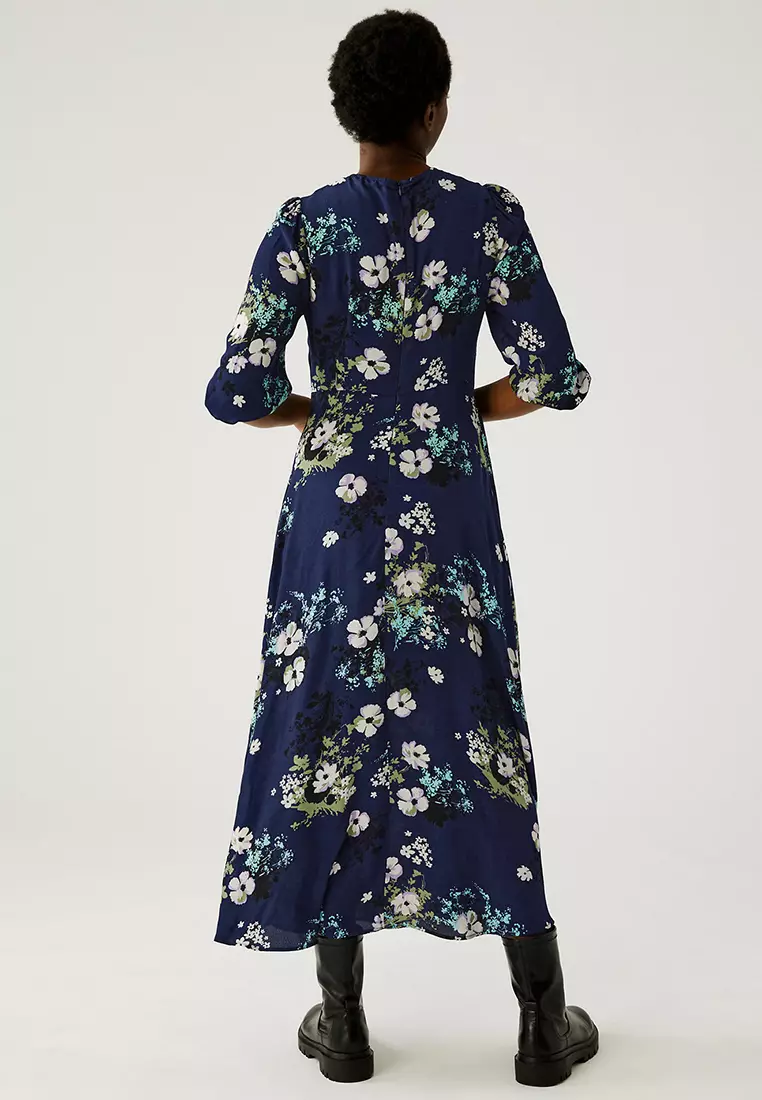 Floral Round Neck Midaxi Tea Dress