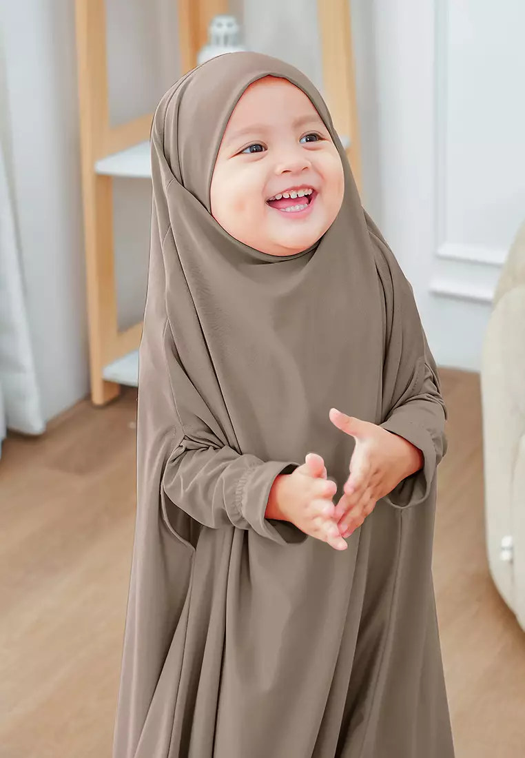 Alyafa Khimar One set Syari | Set Dress Gamis Syari Cadar - Anak - L