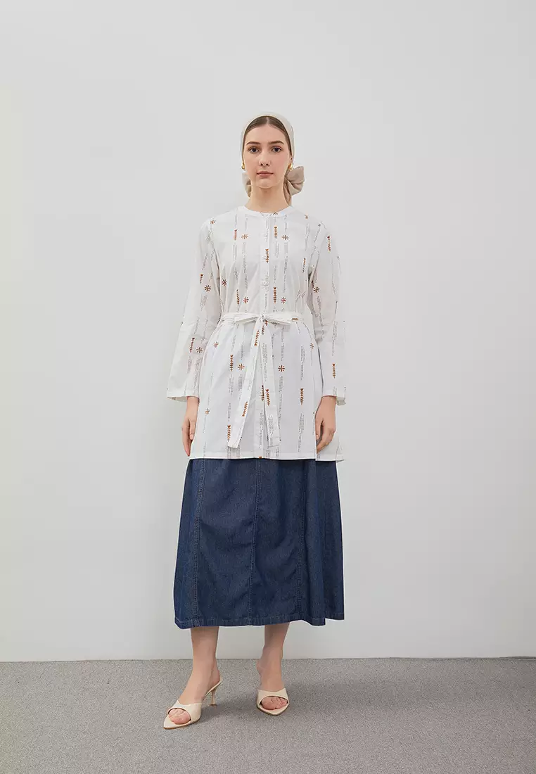 DUST Tunik Zeyana Ethnic Putih (D.1622)