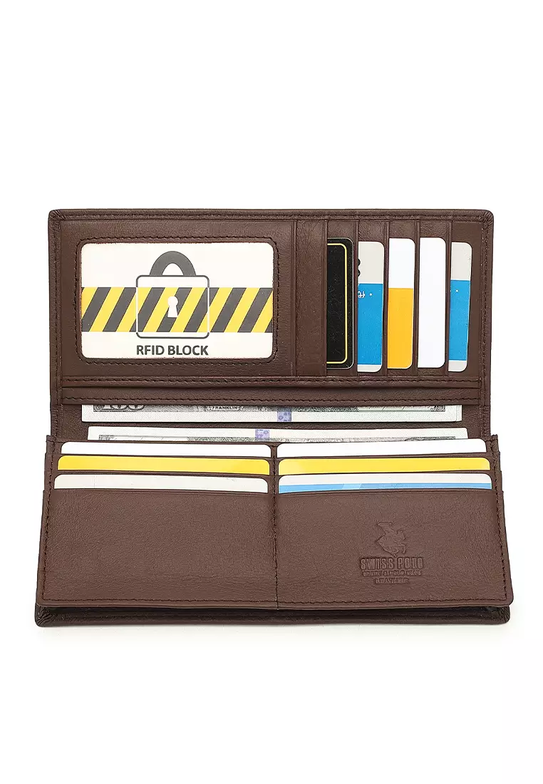Genuine Leather RFID Long Wallet (Dompet Panjang Kulit Asli RFID Pria) - Cokelat