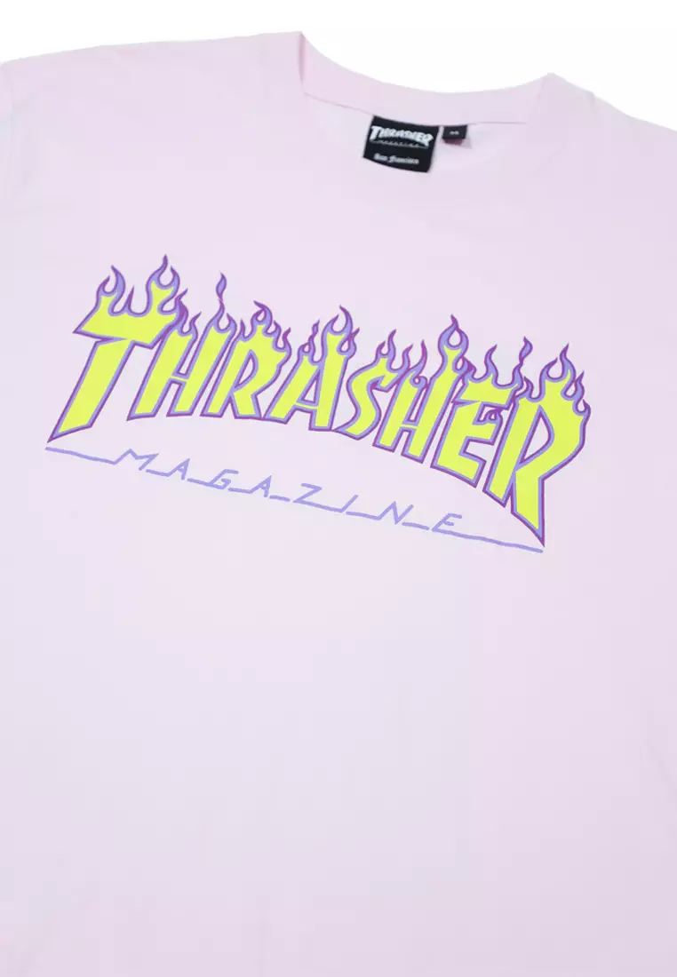 Yellow and pink thrasher shirt on sale