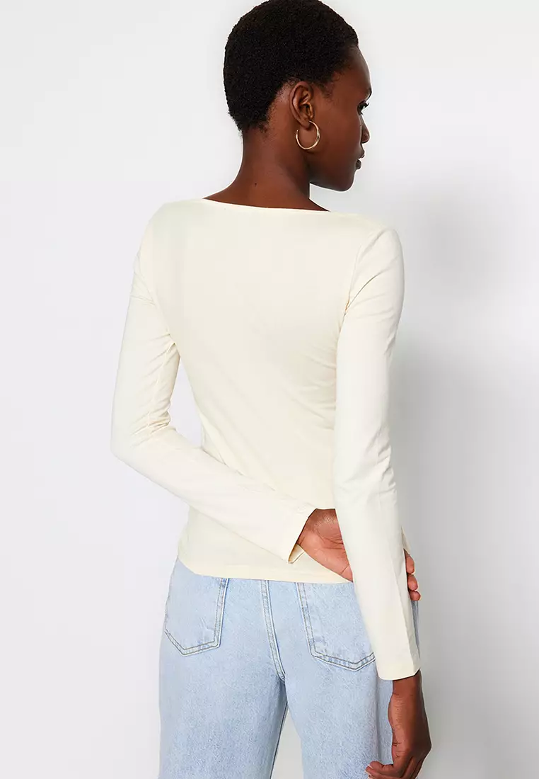 Square Neck Fitted Knit Top