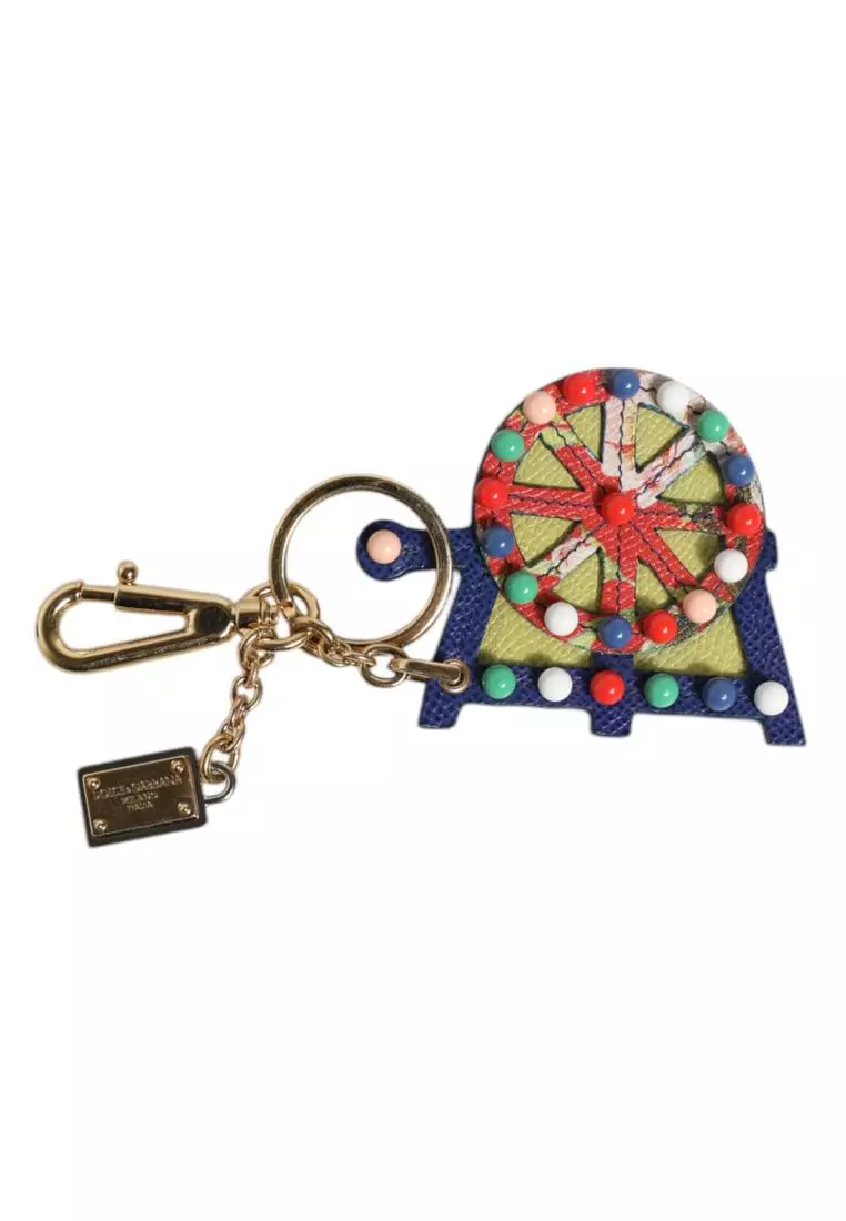 Buy Dolce & Gabbana Leather Keychain with Brass Ring and