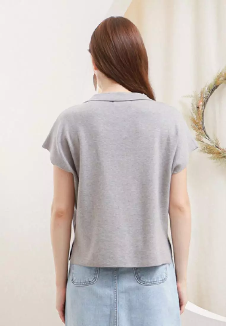 Briela Knit Blouse in Grey