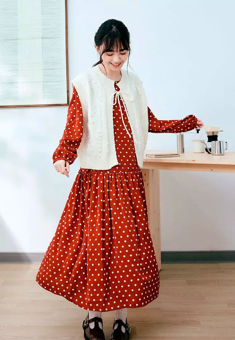 knit dress flare self-portrait - White Pointelle Knit Flare Midi Dress main image 1