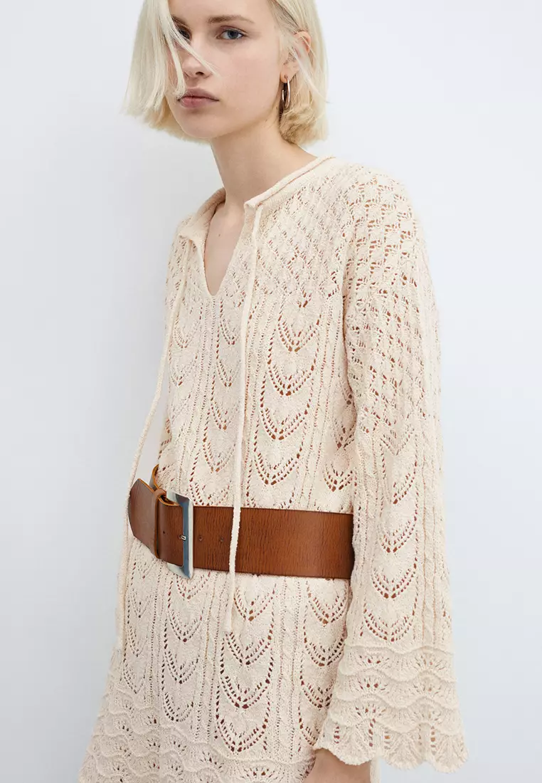 Mango FlaredSleeve Crochet Dress 2024 Buy Mango Online ZALORA Hong