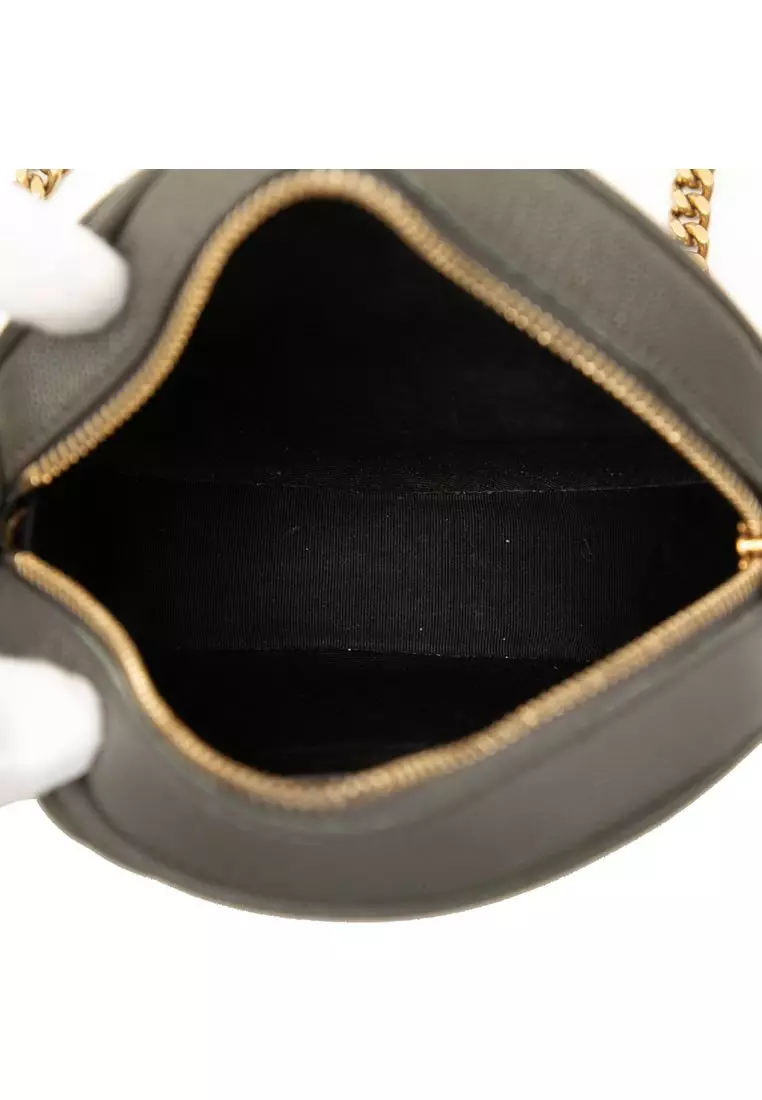 Pre-Loved Saint Laurent Chevron Grain De Poudre Round Vinyle Camera Bag