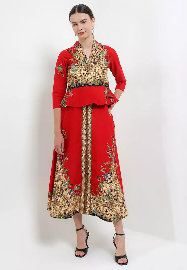 B.Swan-Necked PeplumCrop 7/8-Slv+Lining(TT)