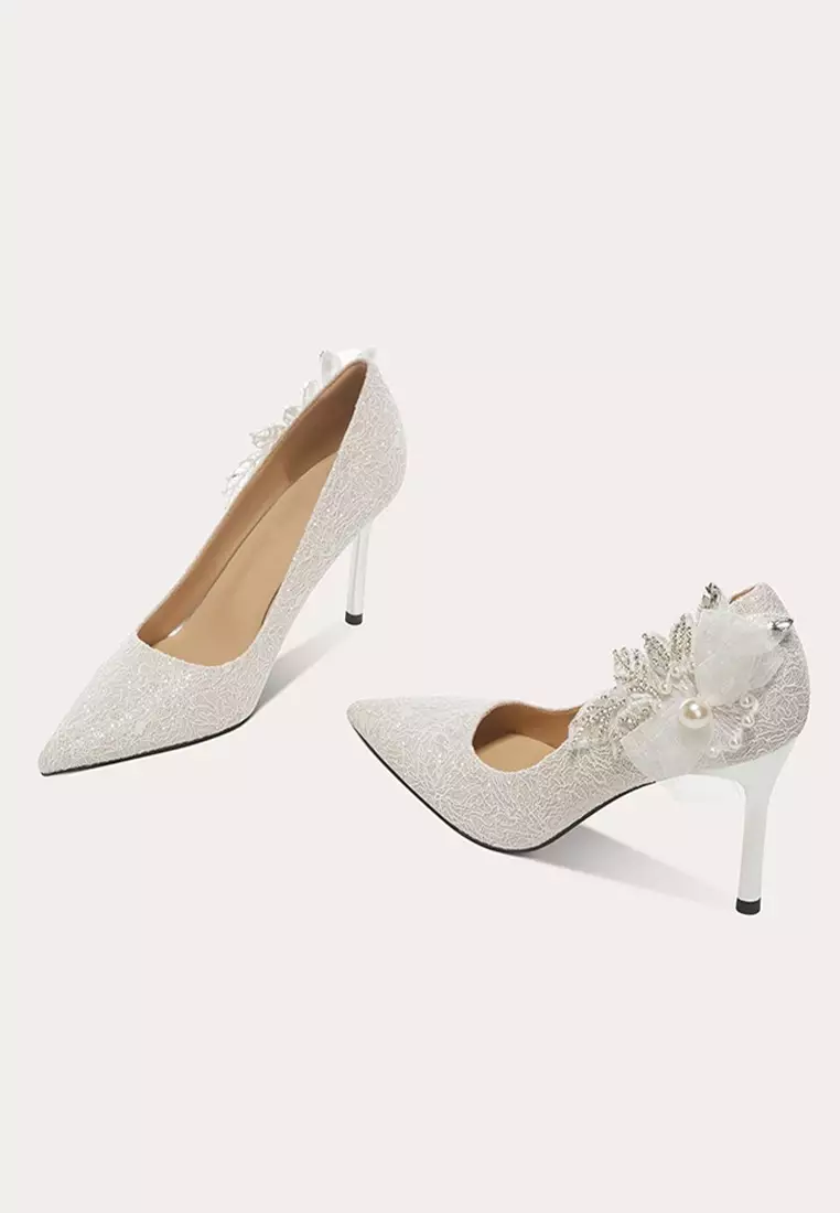 6CM Flower Lace Pointed Wedding Heels PX708-A80