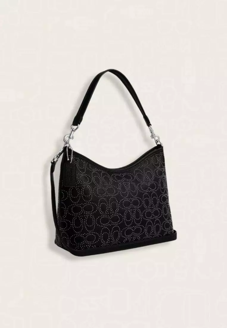 Coach Laurel Shoulder Bag With Signature Rivets Black