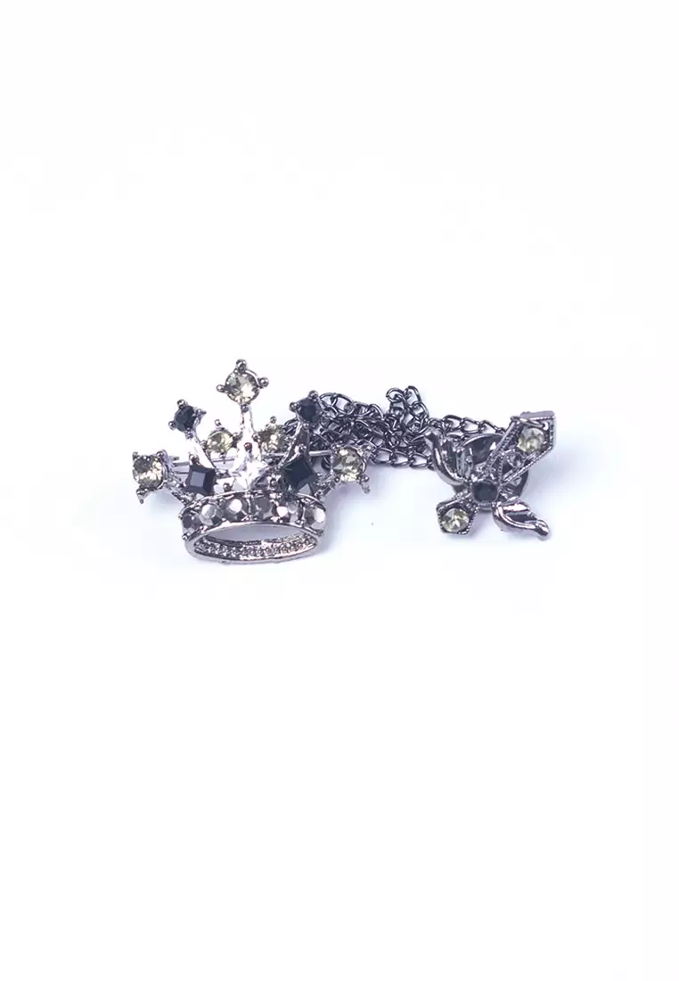 Houseofcuff lapel pin brooch bros untuk jas RANTAI SILVER BB