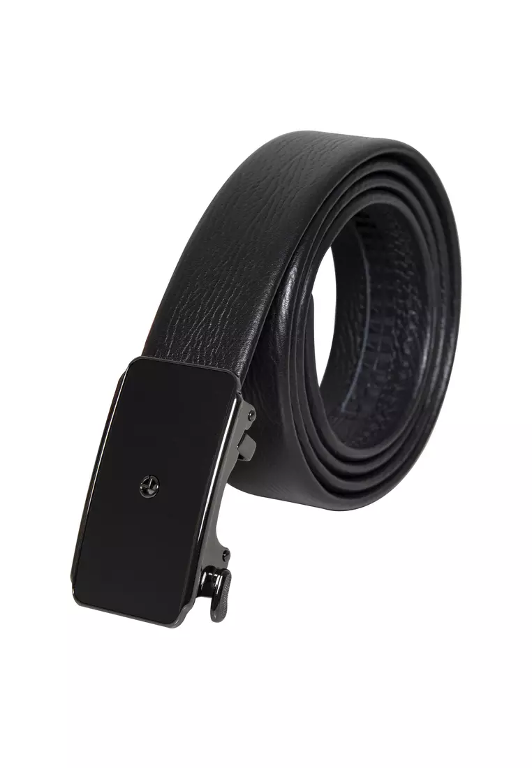 Goldlion Men Leather Auto Lock Buckle Belt Black