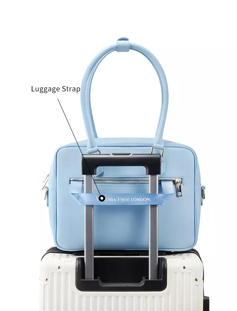 Margaret M Women's Blue Top Handle Handbag: 2-in-1 Microfiber Leather Travel Business Bag (Tablet compatible std. size 10")