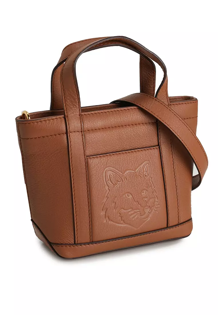 Fox Head Leather Mini Tote Bag