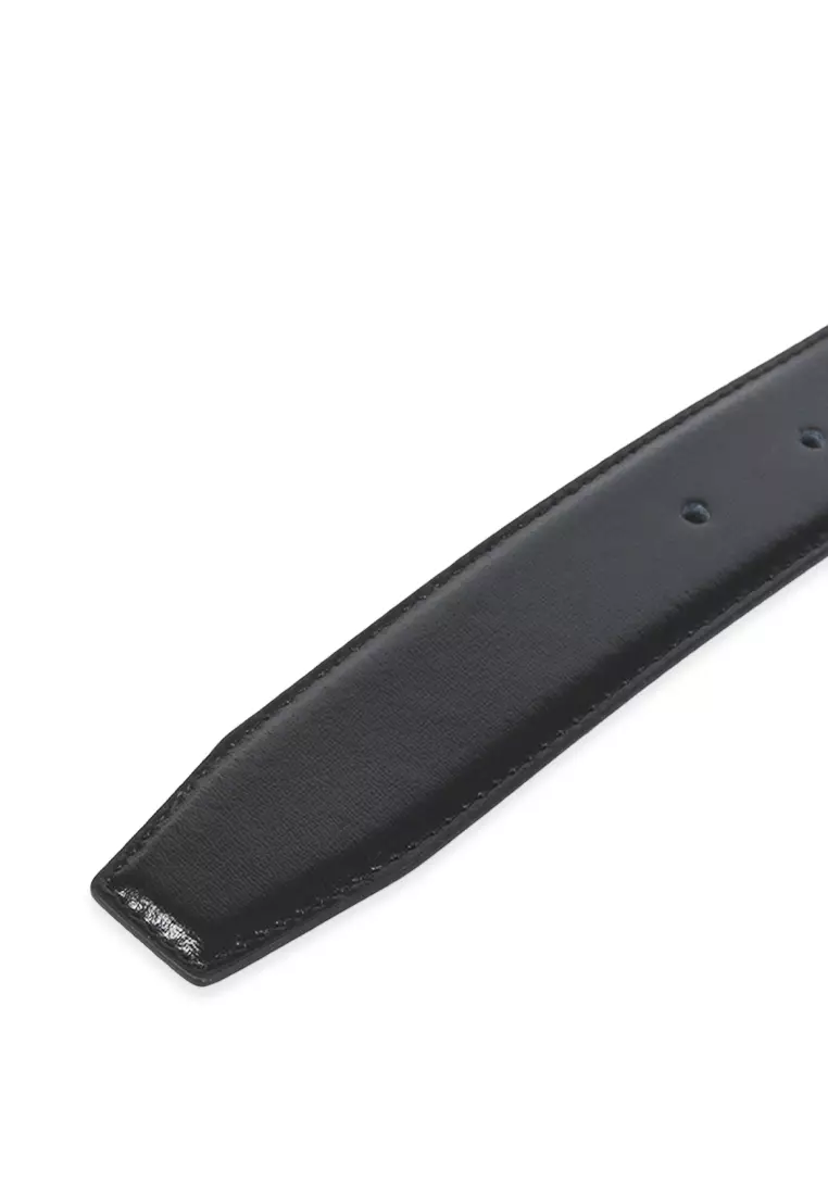 Black Genuine Split Leather Reversible Belt