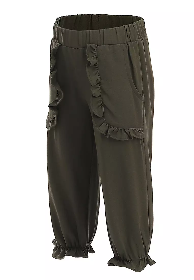 Yocelyn Celana Panjang Anak Perempuan Variasi Saku Pants Kids Daily Motif Polos Material Crepe ORIGINAL - Forest