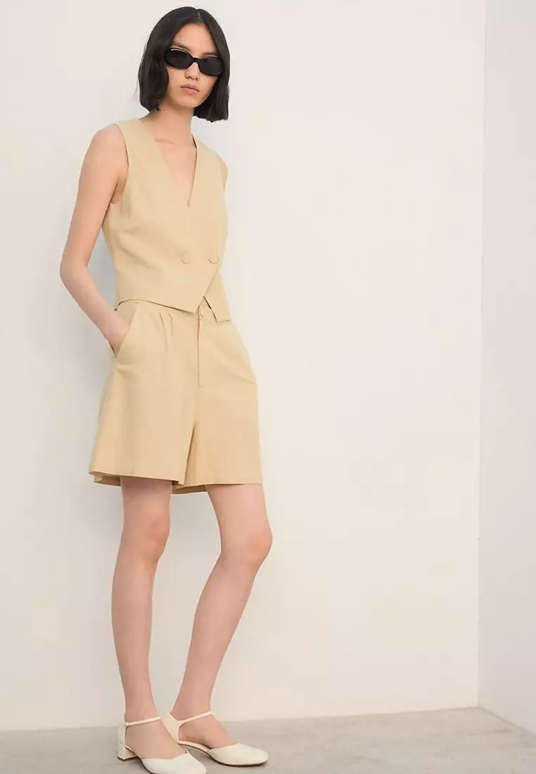 Straight Linen-Blend Shorts