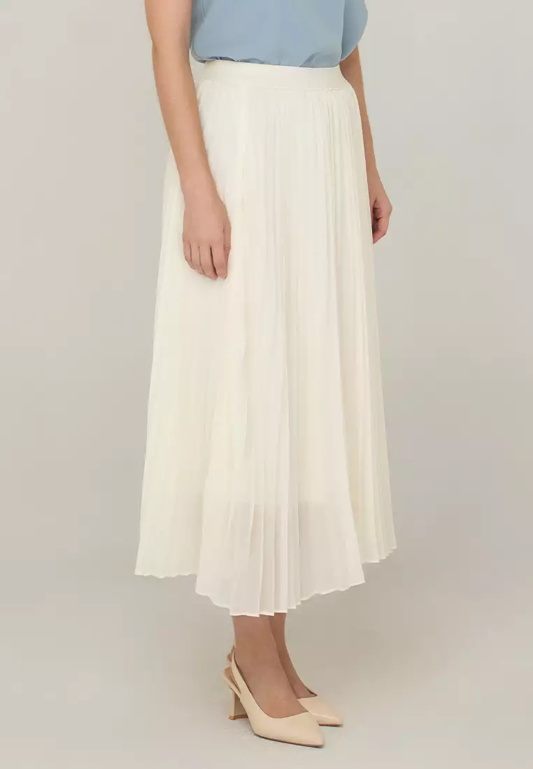 Ambherlynn A-Line Pleated Skirt  with Elastic Waist Band