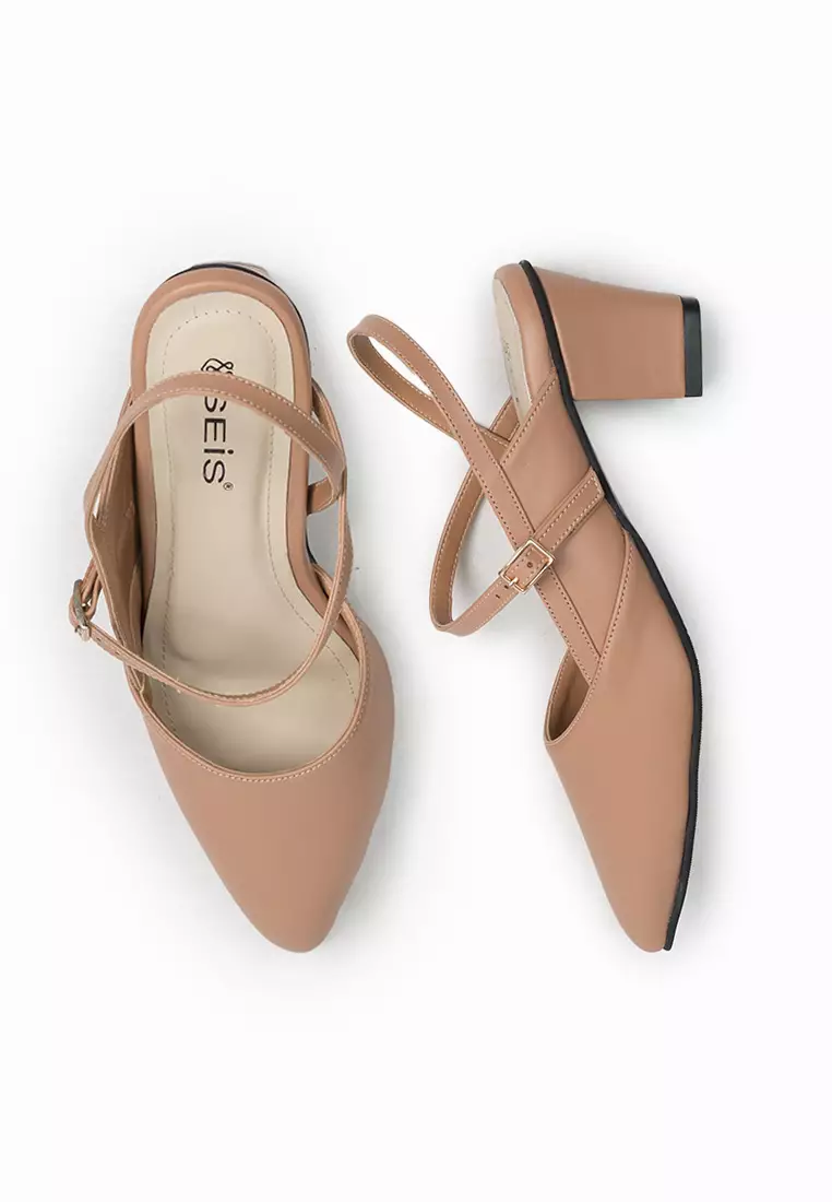 SEIS Pamela Mules Heels Wanita | Slingback Hak 5 cm - MOCCA