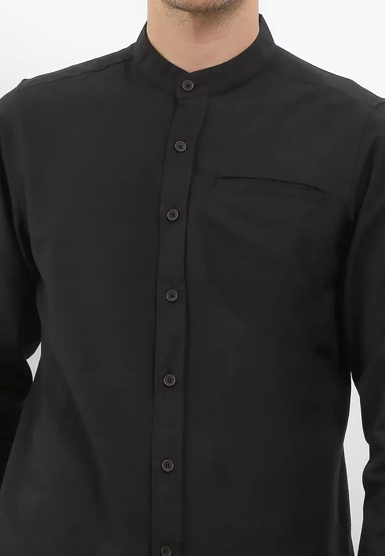 Kemeja Pria Polos Katun Sigaret Lengan Panjang BLACK Exclusive Premium