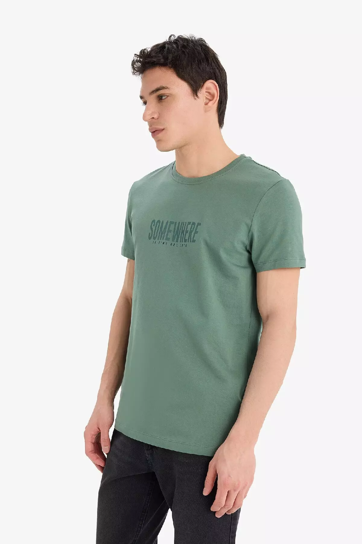 100% Cotton Slim Fit Slim Fit Crew Neck Printed Short Sleeve T-Shirt A2645Ax25Sm