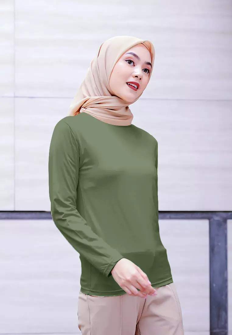 Cotton Bee - Manset Lengan Panjang Aneisha Inner Rayon - Army - XL 