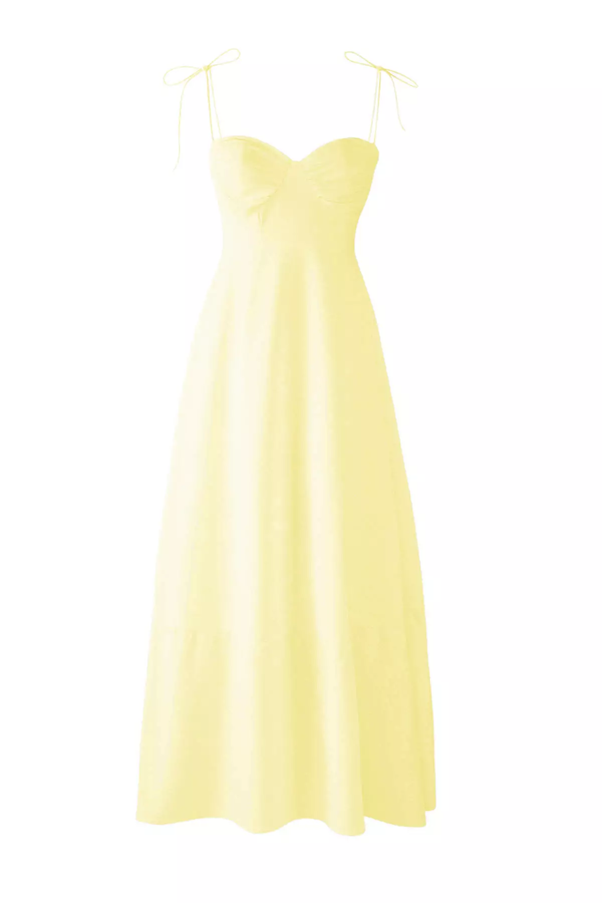 Light Yellow Waist Opening Drape Detailed Strap Woven Maxi Dress