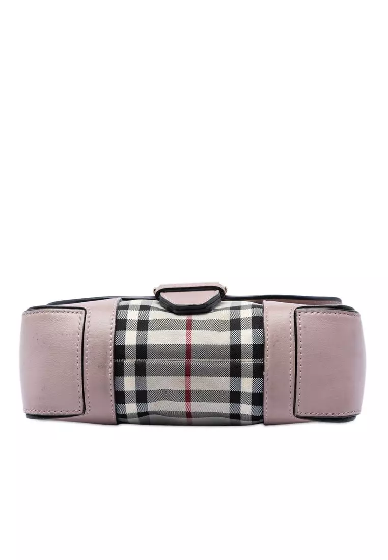Pre-Loved Burberry Small Haymarket Check Nylon And Leather Dickens Crossbody