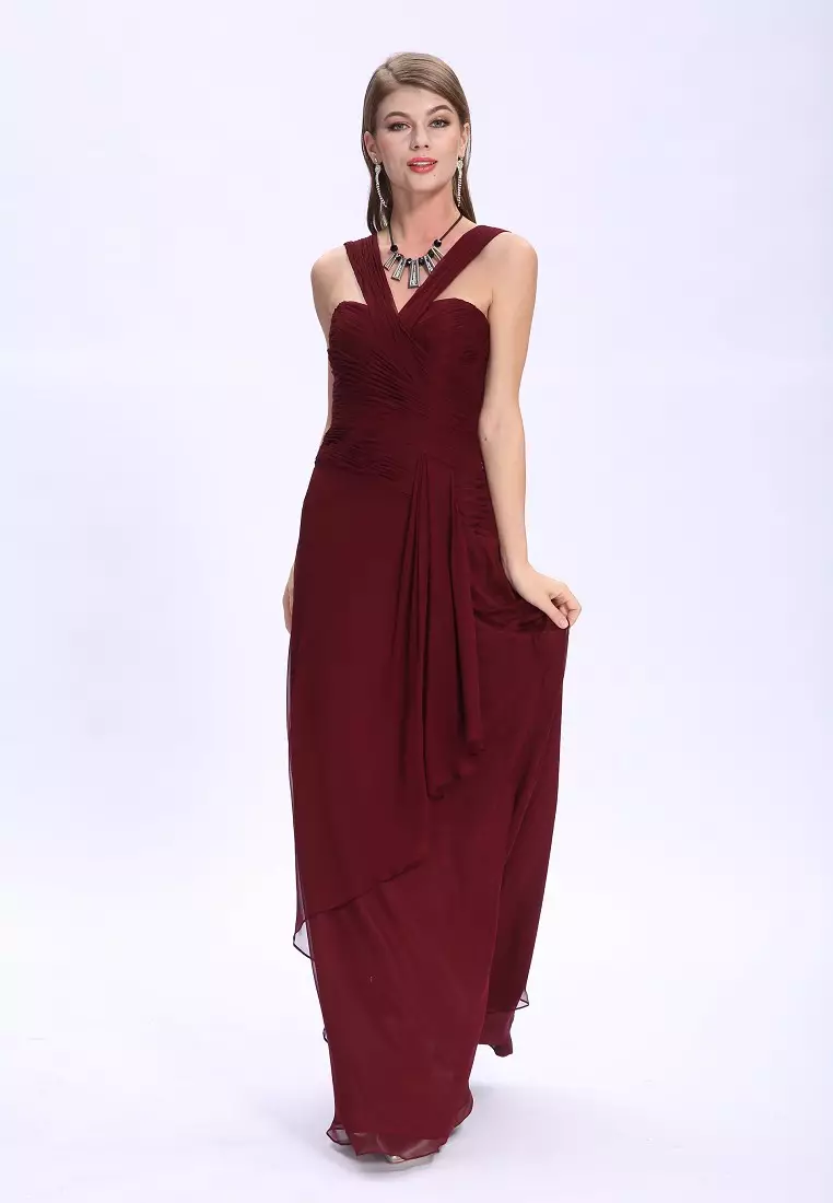 優雅風格真絲雪紡晚禮服