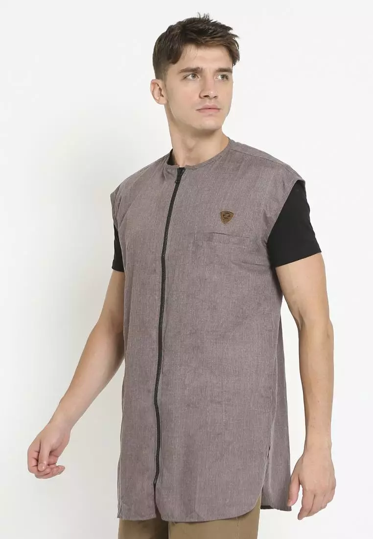 Zayidan Rompi Sholat Zipper Muslim Pria - Coklat