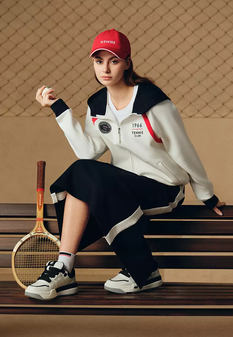 WOMEN'S K-SWISS LOGO SIDE STRIPED MIDI SKIRT