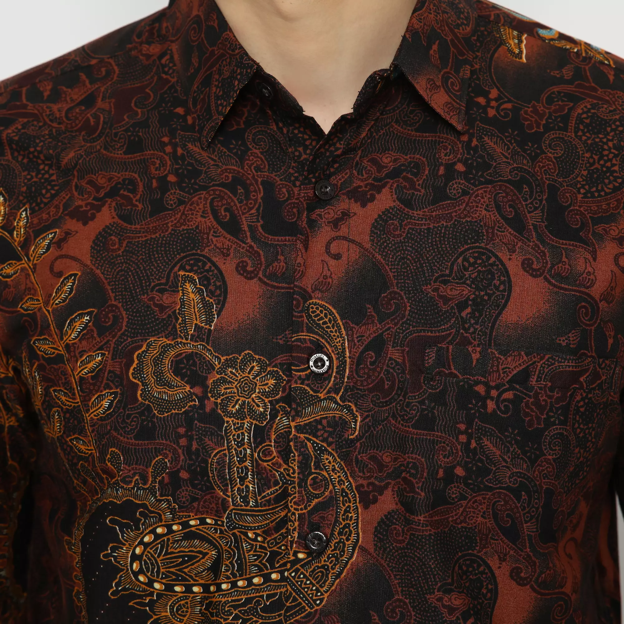 Platini Kemeja Batik Pria Lengan Panjang Katun Coklat 36014