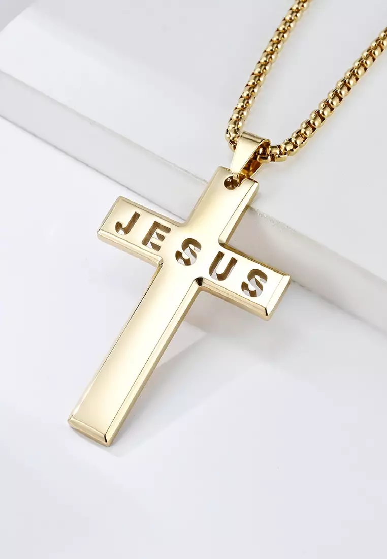 Gold jesus cross necklace top