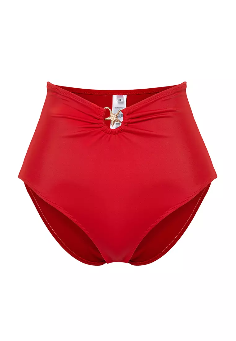 Star High Waist Ruched Hipster Bikini Bottom