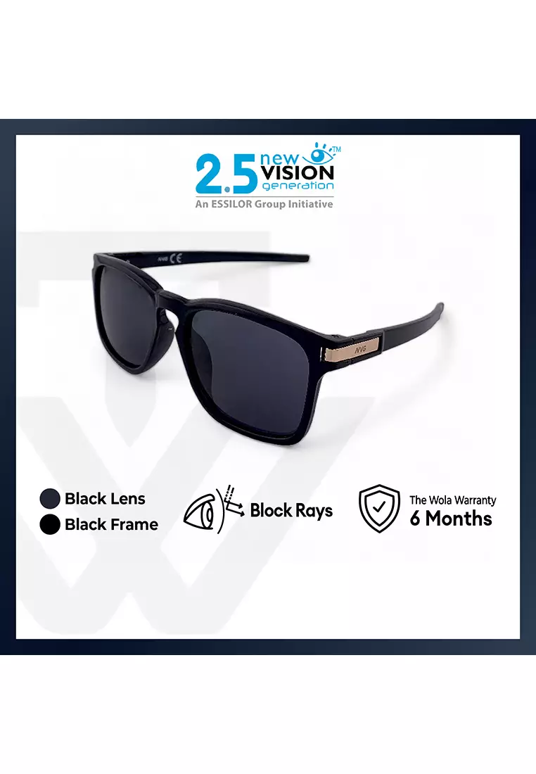 Unisex's Rectangle Frame Black Plastic UV Protection Sunglasses SUNSC3600202