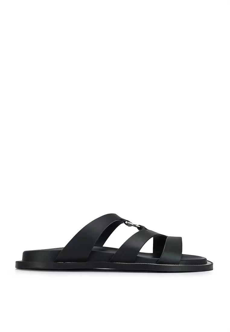 All black online ferragamo slides