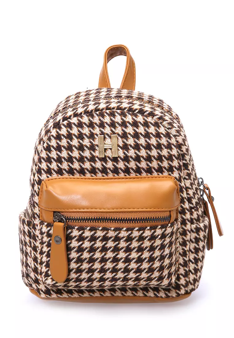 Afra Tas Ransel Mini Wanita Backpack Desain Unik Material Kain ORIGINAL - Khaki