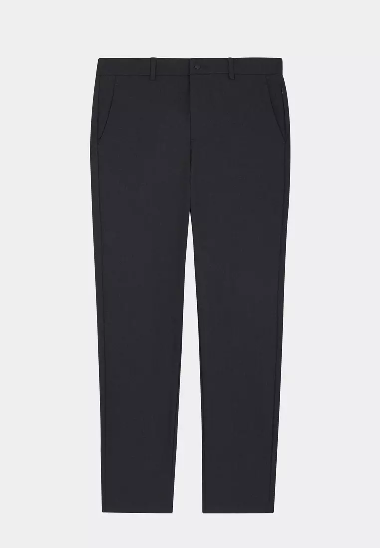 Dark Gray Slim-Fit Four-Way Stretch Casual Pants