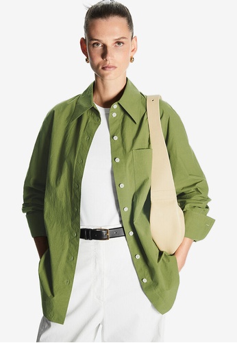 COS green Oversized Long-Sleeve Shirt 6FEF4AAA4E8703GS_1