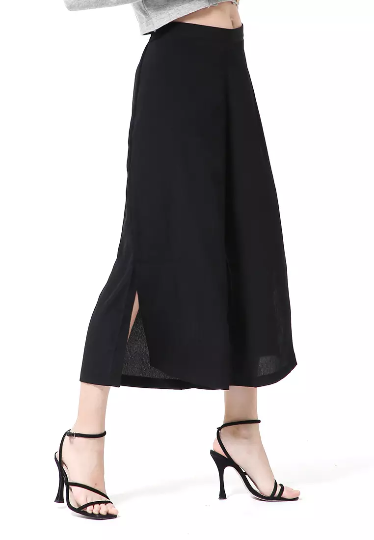 Stella Celana Kulot Wanita Belah Samping Side Slit Culottes Pants Material Crepe ORIGINAL - Black
