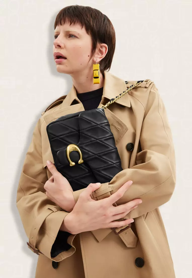 Coach Times Square Tabby Shoulder Bag With Quilting Black