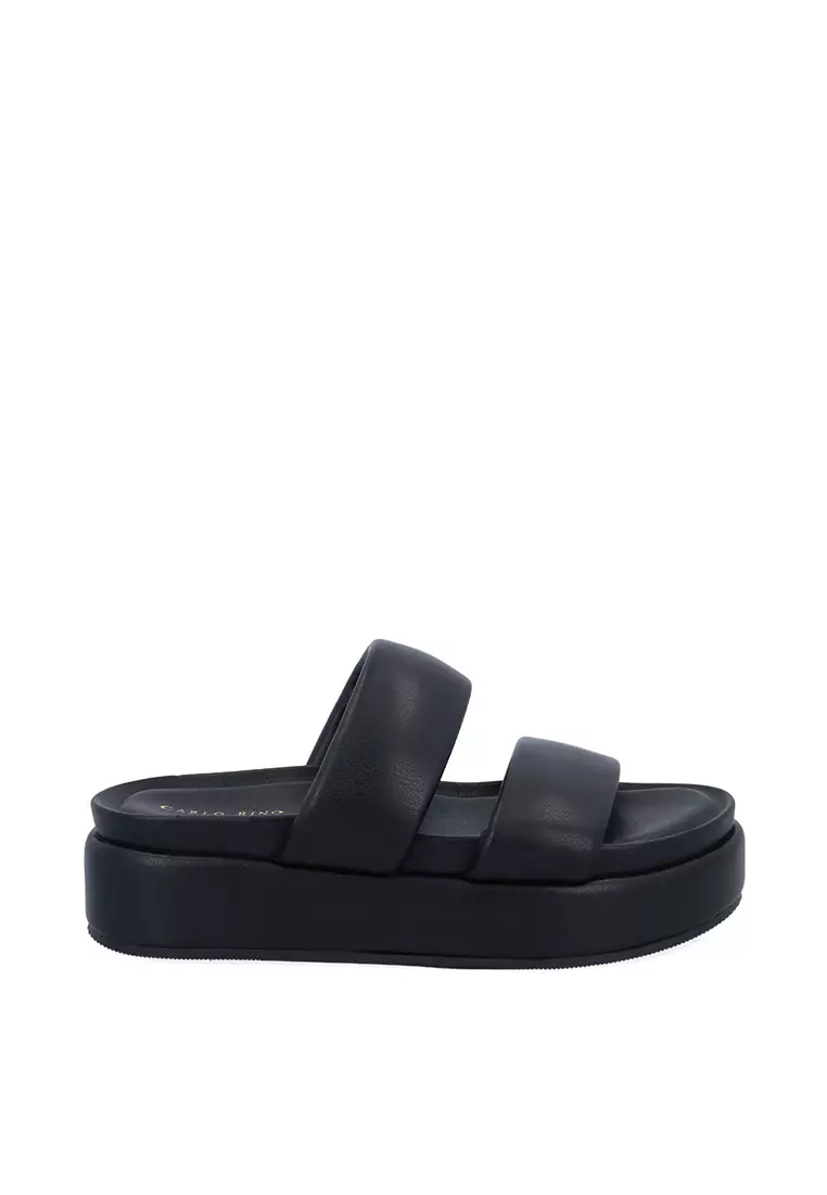 Discount on Carlo Rino  shoes - SKU: Black CR Bernice Double Strap Slides
