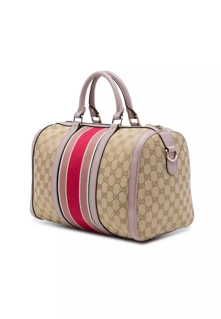 Pre-Loved Gucci Medium Gg Canvas Web Joy Boston Bag