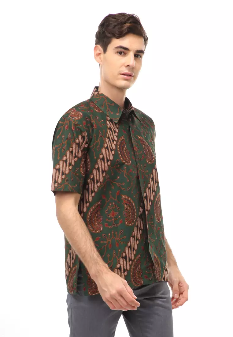 Kendrick Atasan Formal Kemeja Batik Pria Ajisaka Short Sleeve Material Cotton ORIGINAL