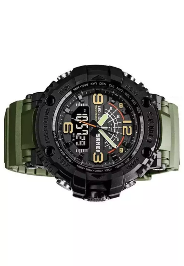 Jam Tangan Analog Digital Pria Many Function Waterproof Strap Tali Material PU HH13 ORIGINAL