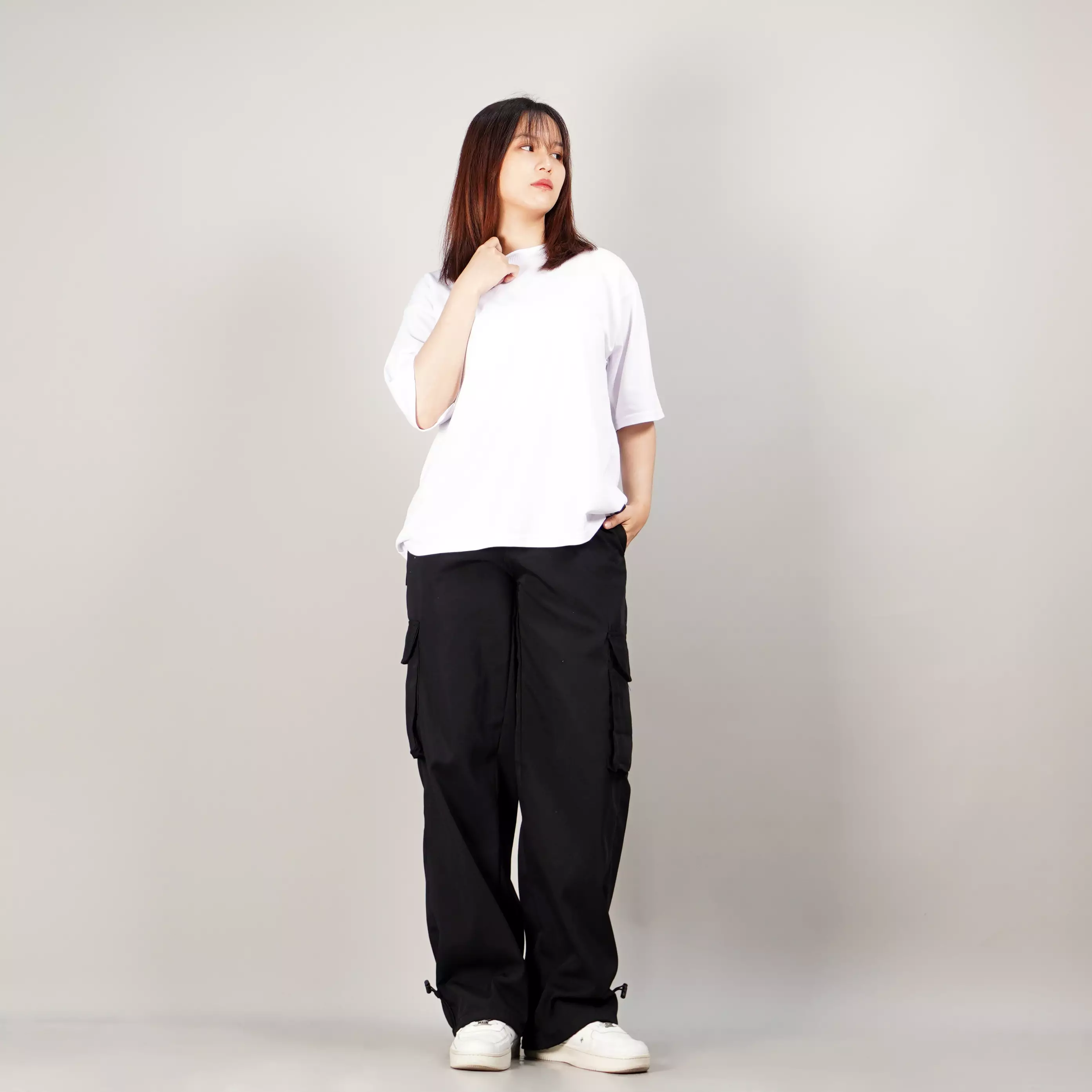 GEORGIE Kaos Putih Polos TShirt Polos Basic T-Shirts Wanita Lengan Pendek - PUTIH