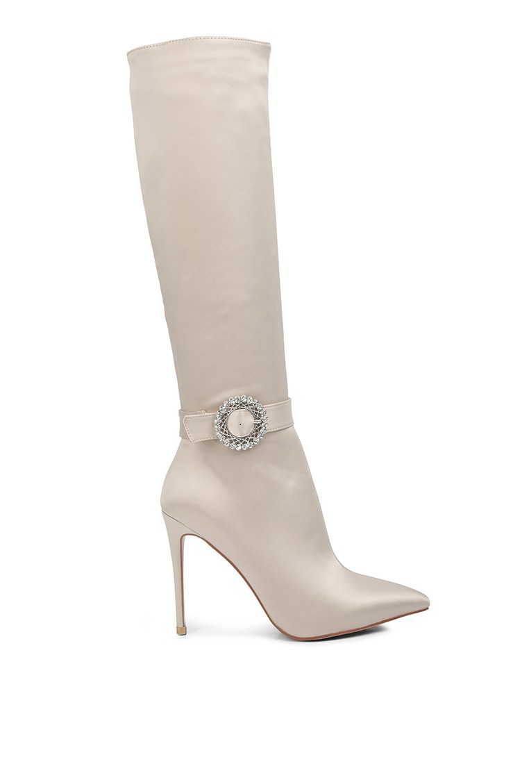 Beige high calf Boots